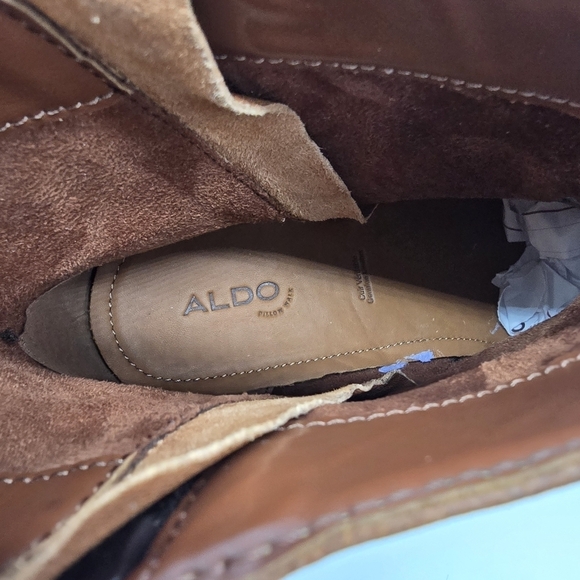 Aldo Shoes Men 11 Nalenia Leather Ankle Boots Zippers Congac Brown - Picture 3 of 7